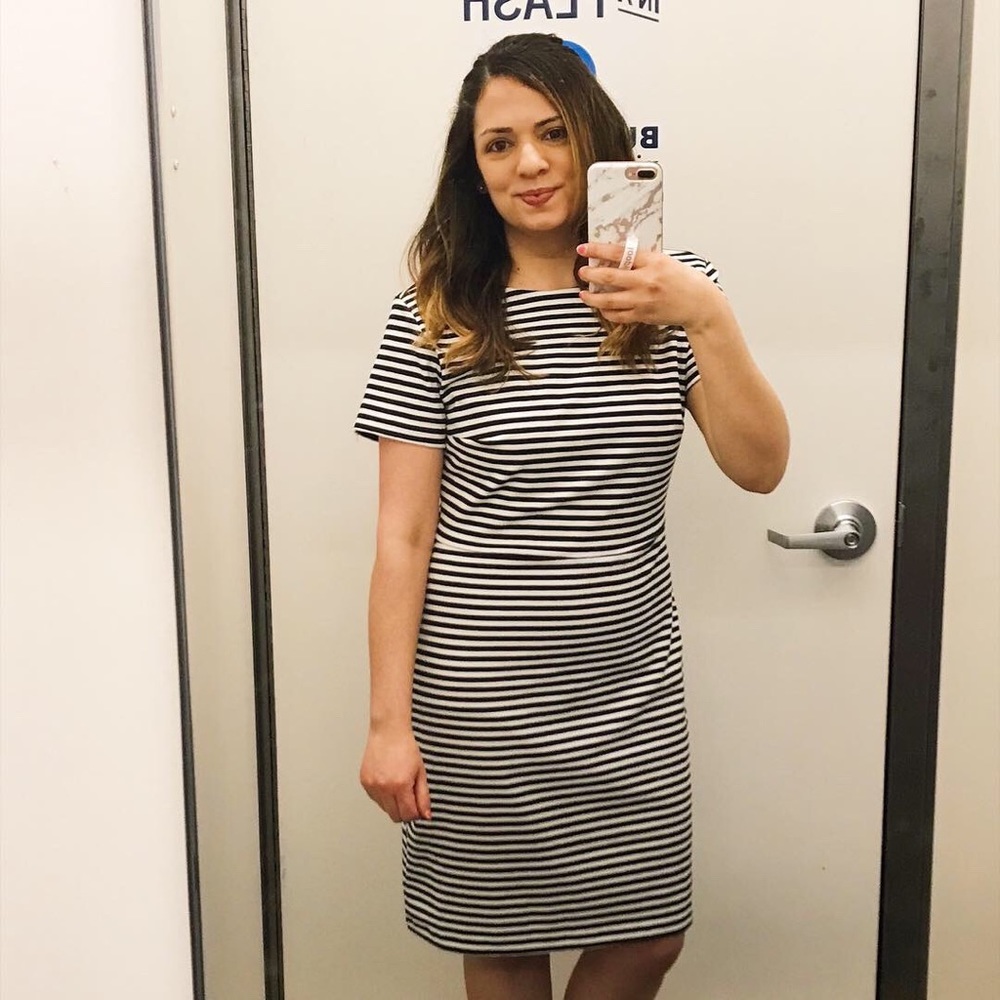 Black and white sheath dress